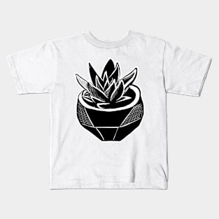 Black and White Succulent Image Kids T-Shirt